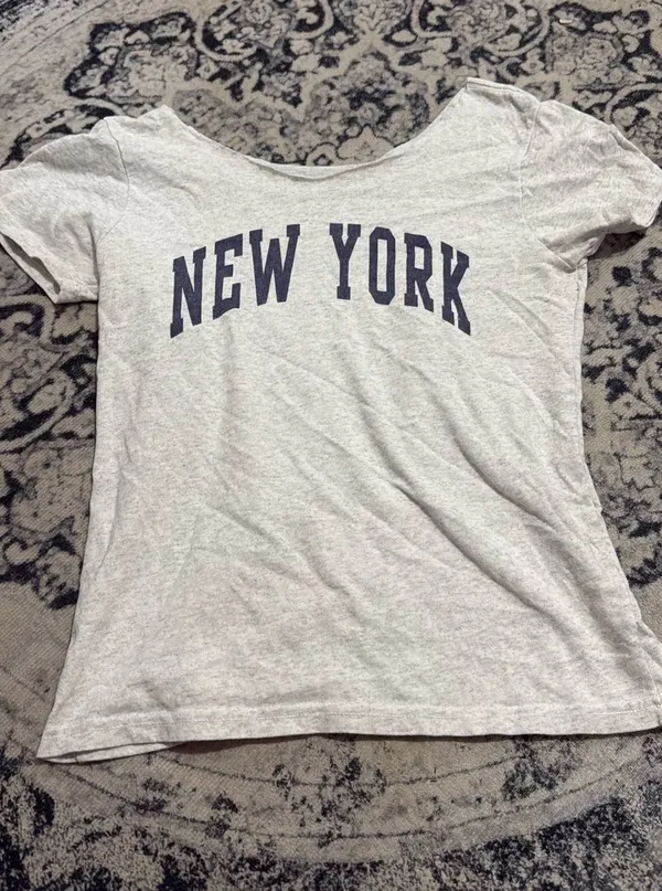 cut neck new york shirt Gray Size XS - Image 2