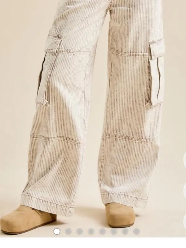 Arula Charli Mocha Ivory Stripe Cargo Pants NWT 2X - Image 3