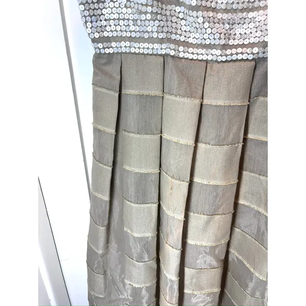 Gold Sequin Mini Dress Fairy Coquette Carmen Marc Valvo Size 4 Y2K - Image 4