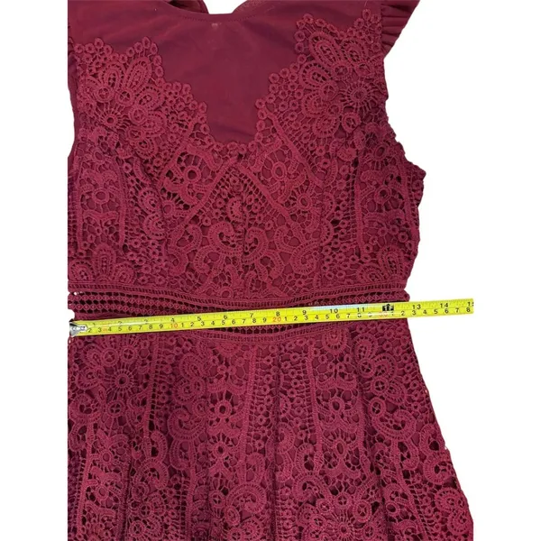 Francesca's Women's Burgundy Lace Fit & Flare Dress Size S Party Cocktail - Image 8