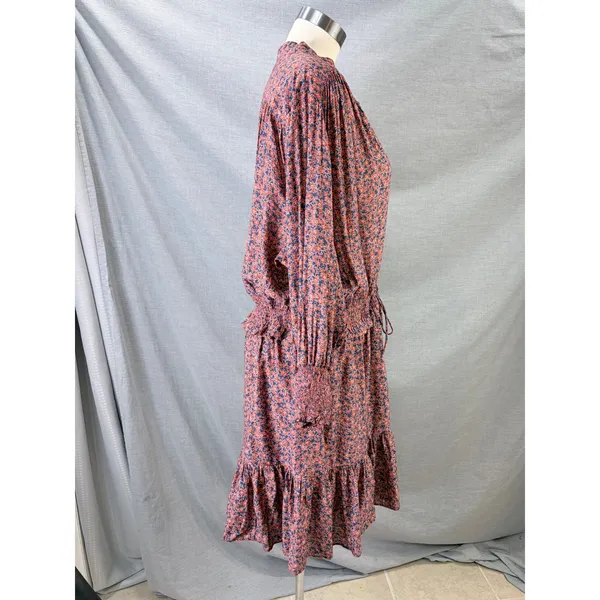 Rebecca Minkoff Floral Peasant Dress XXL Boho Smocked Tiered Mini -‎ AS IS - Image 5