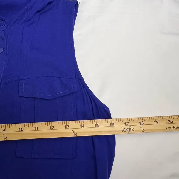 Freebird Shirt Dress Women Medium Royal Blue Sleeveless Utility Drawstring Waist - Image 5