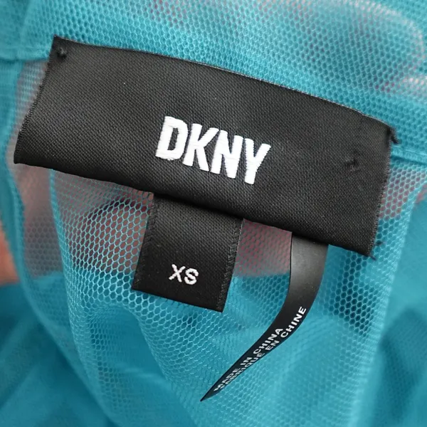 DKNY Blue & Black Mesh 2PC Layered Mock Neck Sleeveless Midi Dress Set Size XS - Image 4