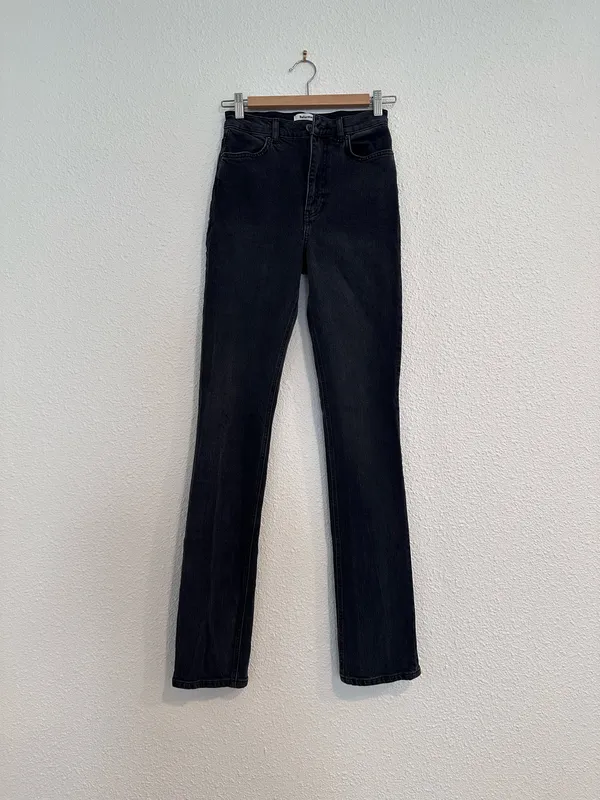 reformation camilla vintage erie black high waisted back ankle zip flare jean - Image 3