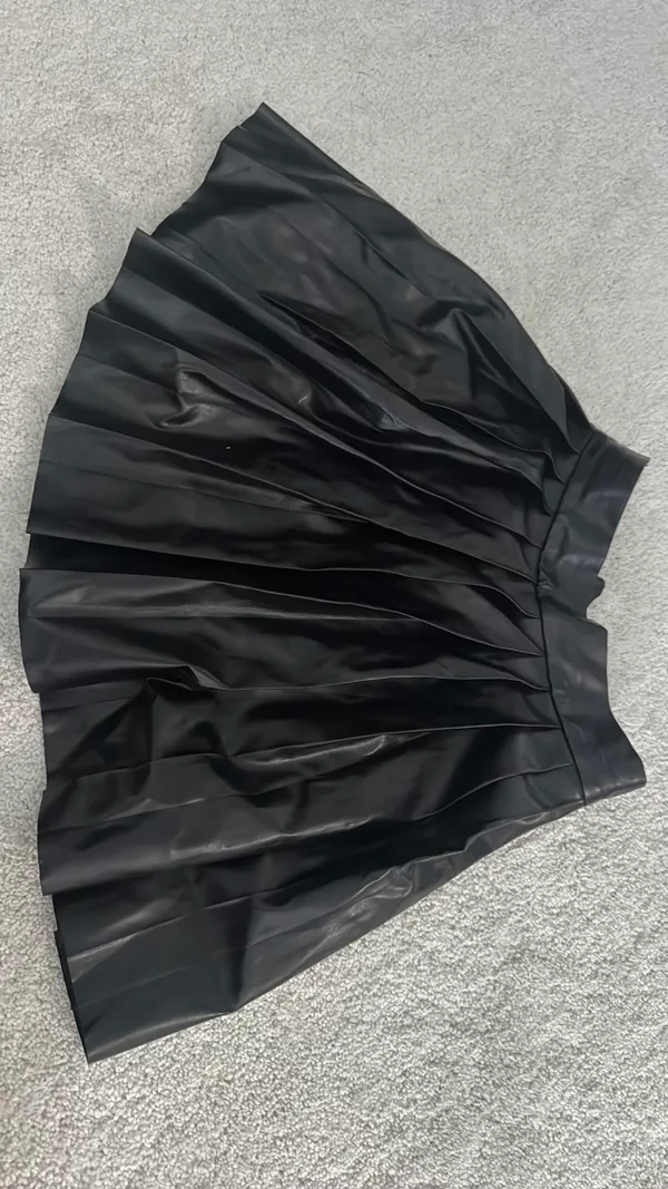 Adika Faux Leather Midi Skirt With Slit - Image 4