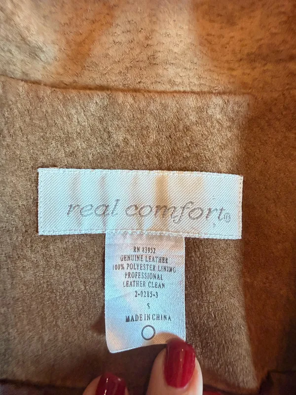 Vintage Y2K Genuine Leather Blazer S Taupe Brown 90s Minimalist - Image 2