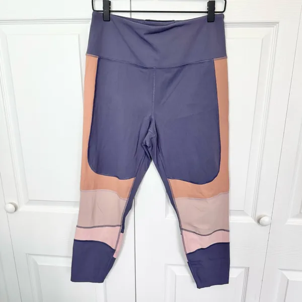 FP Movement by Free People Deep Purple and Coral & Pink Leggings LARGE - Image 2