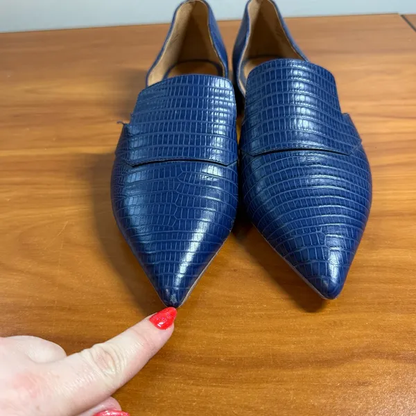 Franco Sarto Toby Medium Pointed Toe Loafers Animal Print Blue Navy d'Orsay | 7M - Image 3