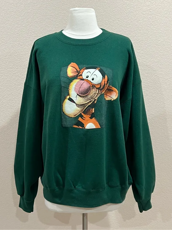 Vintage Disney World Winnie the Pooh Tigger Deep Green Crewneck Sweatshirt Sz XL - Image 9