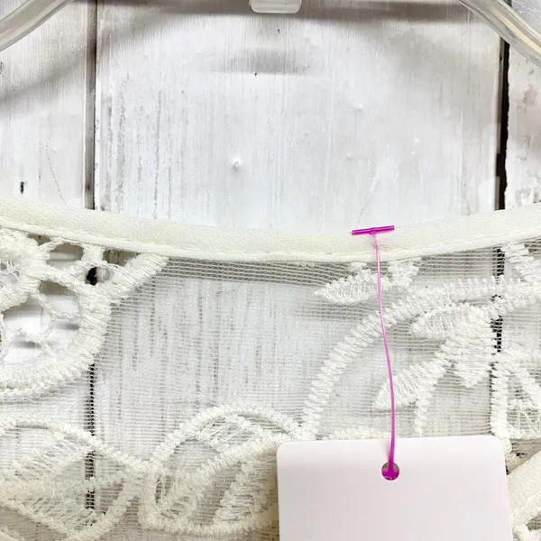 Unbranded Floral Lace Sheer Mesh Top‎ Womens Size M White Boho Rose Crochet - Image 6