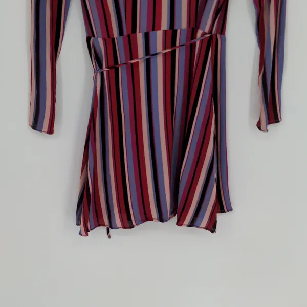 Reformation Anya Women's Wrap Dress Size Extra Small Vertical Stripe Colorful‎ - Image 13