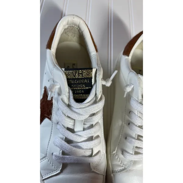 Vintage Havana Gadol White Leather Brown Calf Hair Star Sneakers Low Top Shoes - Image 4