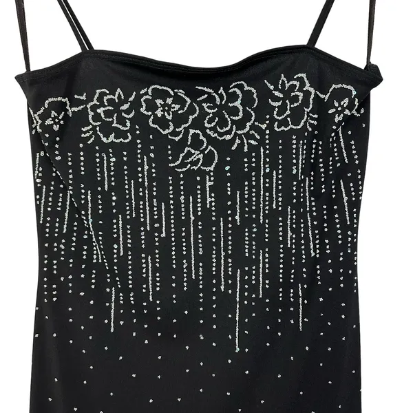Vtg Taboo Sequin Glitter Maxi Dress High Low Ruffle Hem Large Whimsygoth Fairy - Image 6