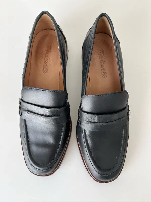 Madewell The Corinne lugsole leather loafers preppy black 7 - Image 6