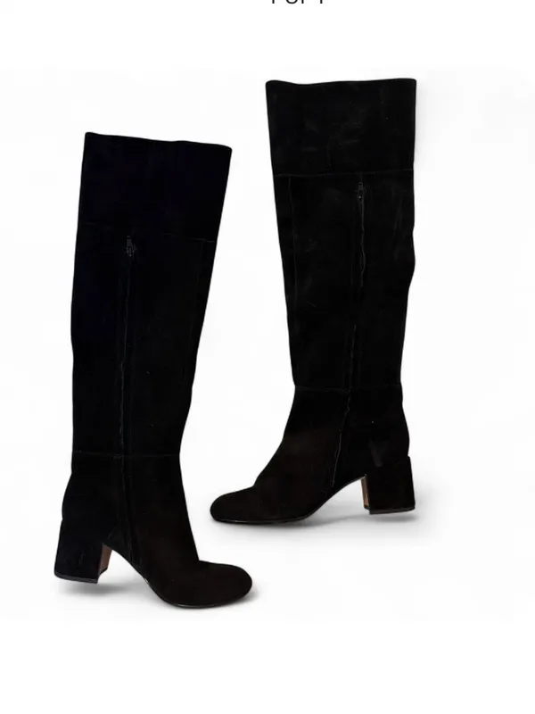 Clarks Black Suede Block Heel Boots - Image 2