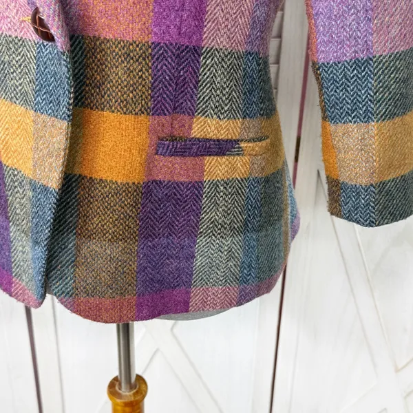 Cabi Happy Blazer‎ Women 4 Multicolor Buffalo Plaid Jewel Tone Wool Blend #927 - Image 7