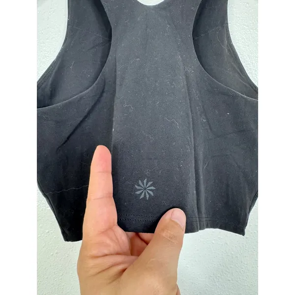 Athleta Conscious Crop Tank Top Black High Neck Racerback Built-in‎ Bra Small - Image 4