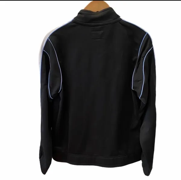 Steve & Barry's Retro Black Track Jacket White L Blue Athletic Zip Up Warm Up - Image 4