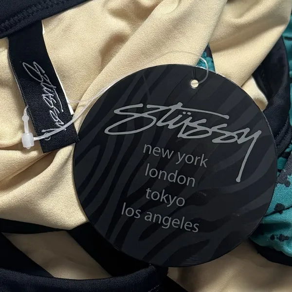 Stüssy NEW RARE Green‎ Black Bow Open Back One Piece Swimsuit Vacation Beach S - Image 9