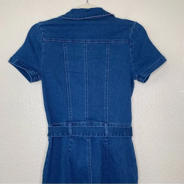 NWOT Haute Monde Zip Up Front Denim Short Sleeves Bodycon Jumpsuit, Sz Small - Image 11