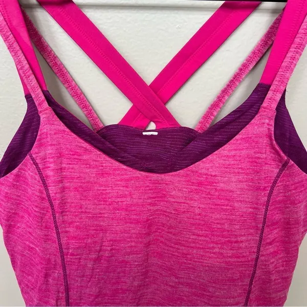 Lululemon Run For Gold Tank Hot Pink Magenta Running Tank Top Sports Bra Size 8 - Image 5