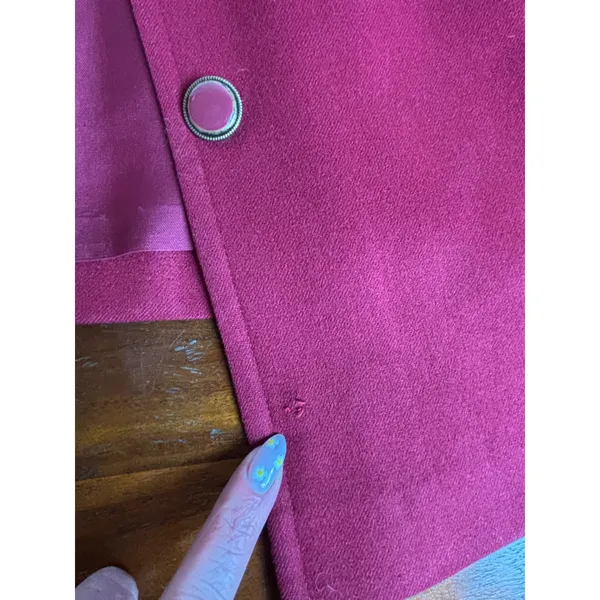Pendleton Vintage Blazer Burgundy Round‎ Neck Button Front 100% Virgin Wool - Image 3