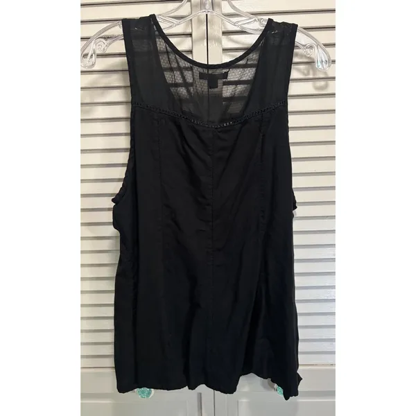 American Eagle Black Tank Top Blouse Size XL Crochet Detail Scoop Neck Boho - Image 4