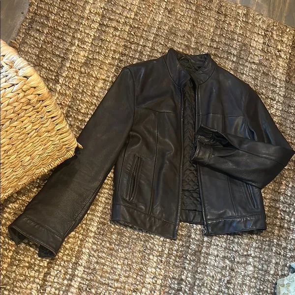 Ritz USA Vintage Brown Leather Moto Jacket Size Medium - Image 2