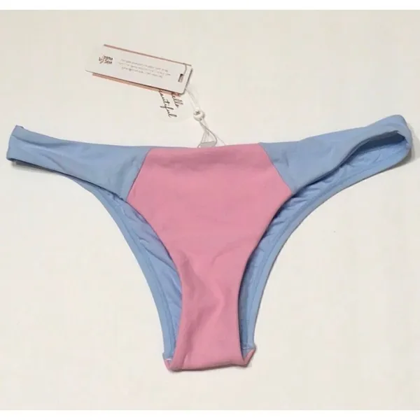 New. PILYQ pink and blue color block teeny bottoms. Small - Image 6