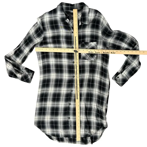 Rails Black White Plaid Button Down Long Sleeve Bianca Soft Shirt Dress size M - Image 4