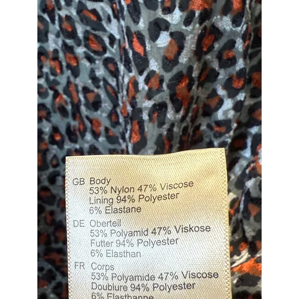 Scotch & Soda Leopard Print Mini Dress Women 34 Multicolor Mock Neck Sheer Party - Image 13