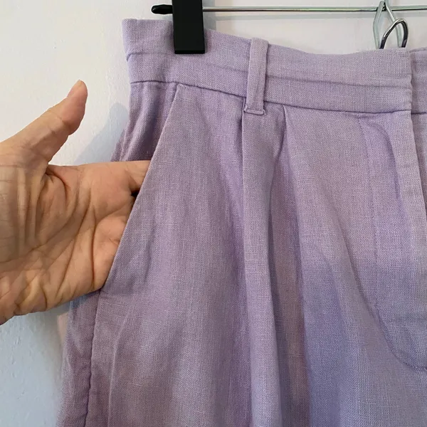 Abercrombie & Fitch Purple High Waist Sloane Dress Pants Linen Cotton Wide Leg - Image 4