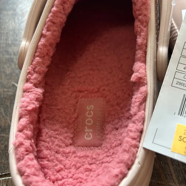 Crocs Classic Lined Clogs Quartz Pink Fuzzy Fur Slippers 203591-6UR Womens 11 - Image 4