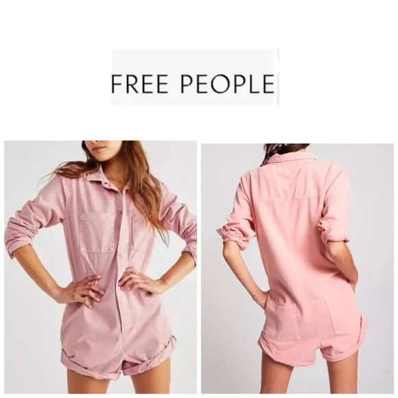 Free People Blush Oversized Cotton Romper XS - Image 2