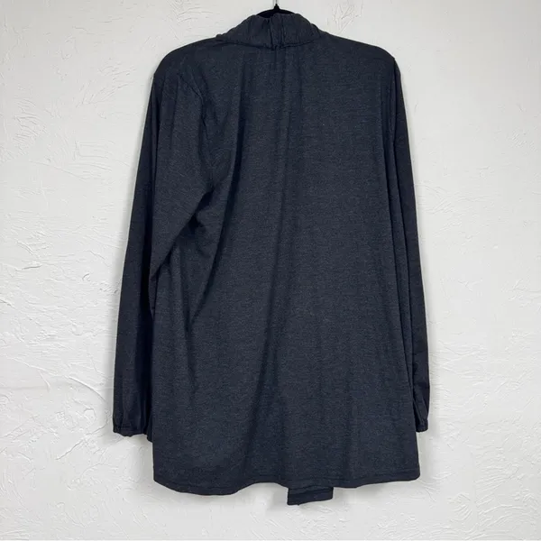 Nyah Grey Ruffed Open Front Cardigan Sweater Womens XL Lagenlook Artsy Whimsical - Image 10