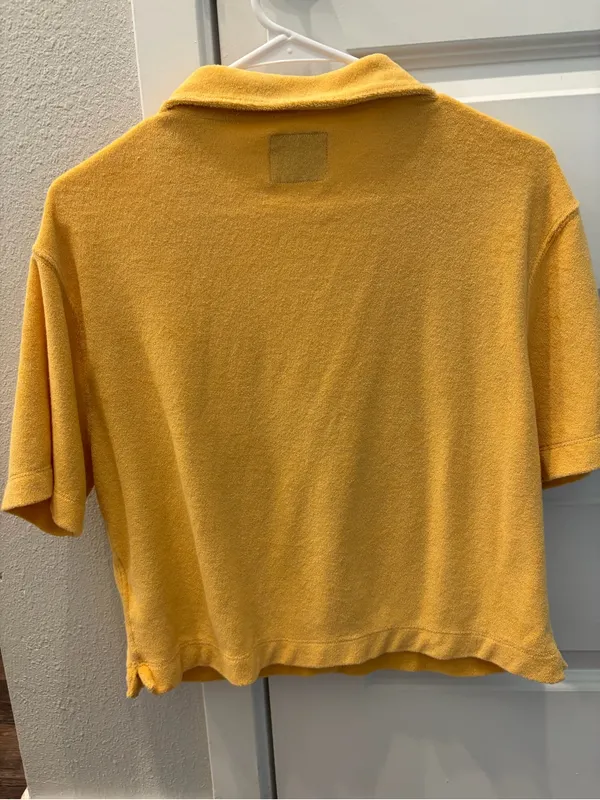 Women’s Abercrombie & Fitch Yellow Terry Cloth Button Down Shirt - Image 2