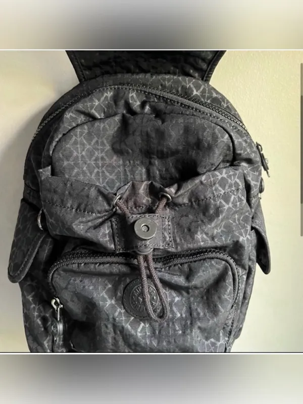 Kipling City Mini Backpack Pattern Black with Monkey - Image 4