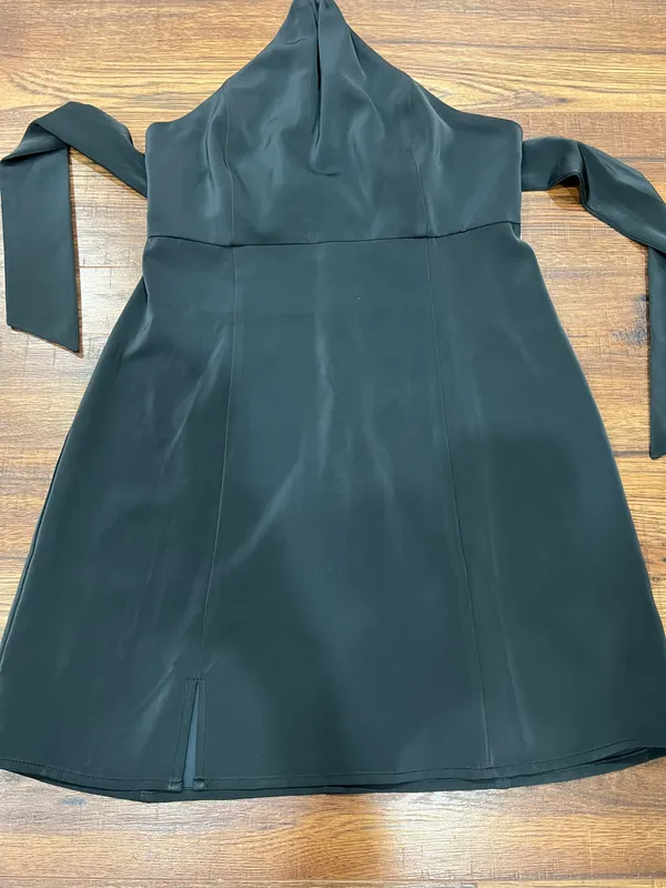 Urban Outfitters Satin Halter Minidress Black Sz S - Image 3