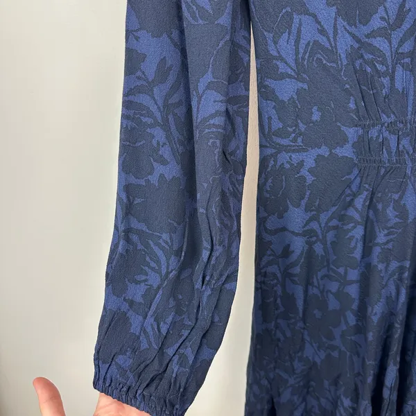 NEW Madewell Puff Sleeve Flare Mini Dress Alexis Floral Navy Viscose US 8 - Image 16