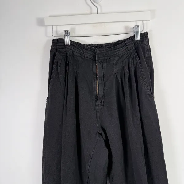 Free People Lotta Love Cotton Trousers Black Pleated Relaxed Boho Womens 2 - Image 3