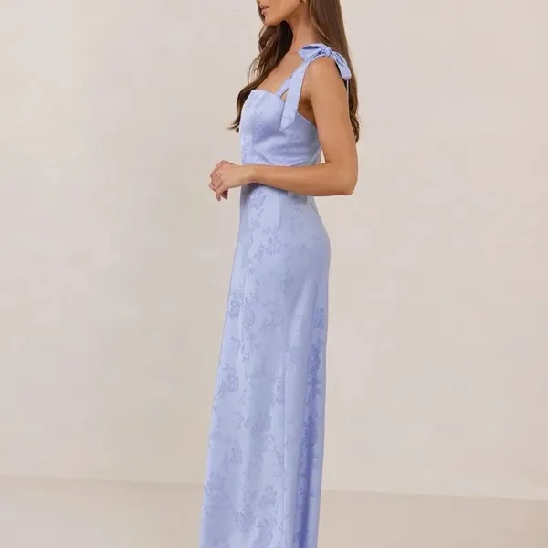 Park & Fifth NWT Dalton Dress XL Light Blue Floral Jacquard Tie Strap Midi - Image 2
