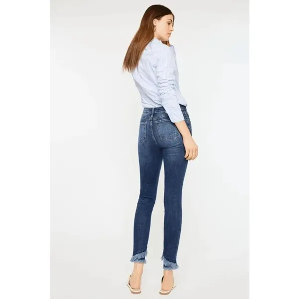 KanCan Dark Wash Nala Mid Rise Frayed Ankle Skinny Jeans XL/14 - Image 7
