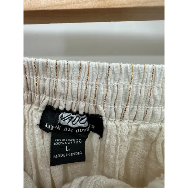 NAOO Womens Boho Maxi Skirt Size L Cream Shimmer Tiered Gypsy Hippie‎ Earthy - Image 6