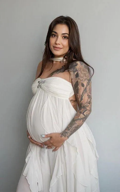 Wavy maternity dress White Size XL - Image 5