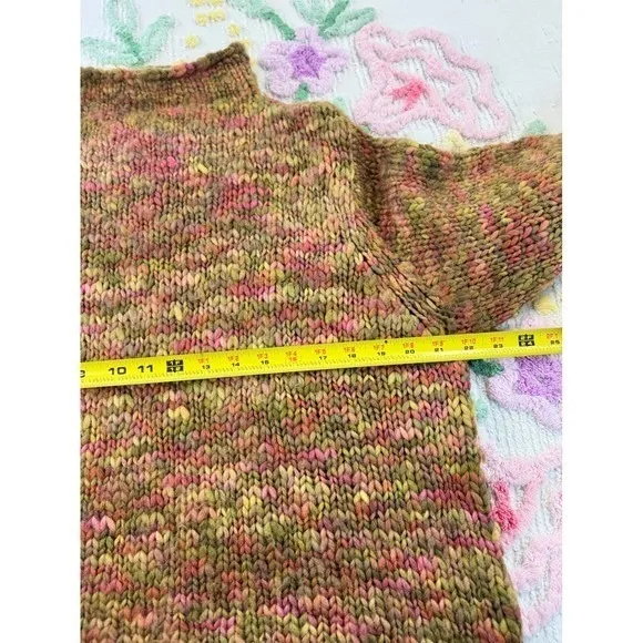 Orvis Womens L 100% Wool Chunky Knit Mock Neck Sweater Multicolor Space Dye 21HP - Image 4