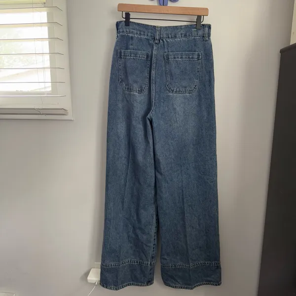 Habitual 4/27 High Waisted Pleated Denim Trousers Medium Wash‎ Relaxed Office - Image 4