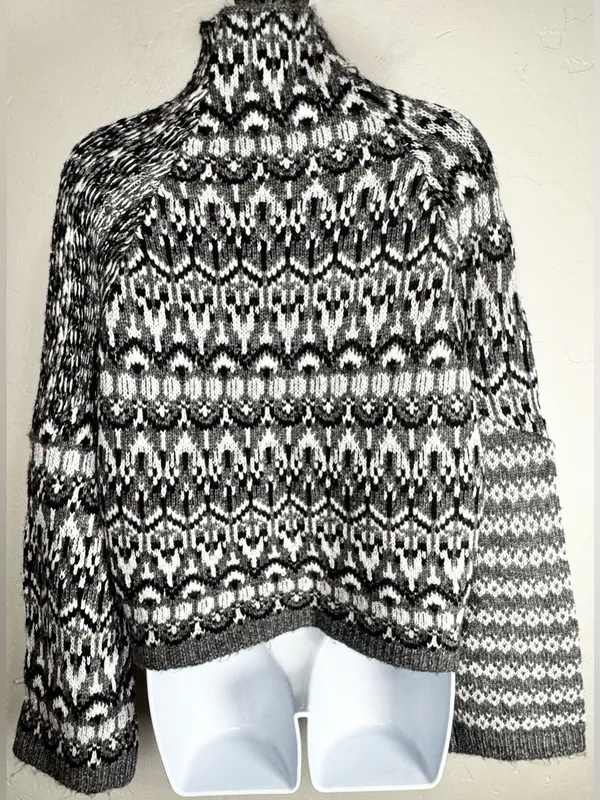 Steve Madden Indie Sweater Fair Isle Mock Neck Size Small - Image 7