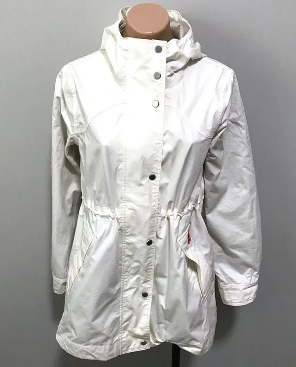 HUNTER Original Smock Cotton Rain Jacket Coat White Small - Image 2