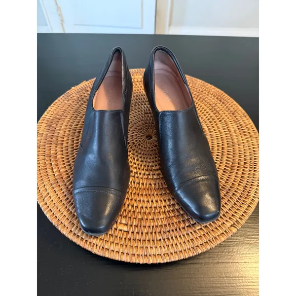 BeautiFeel Black Leather Cap Toe Kitten Heel Loafers‎ Shoes Womens Size 40 - Image 3
