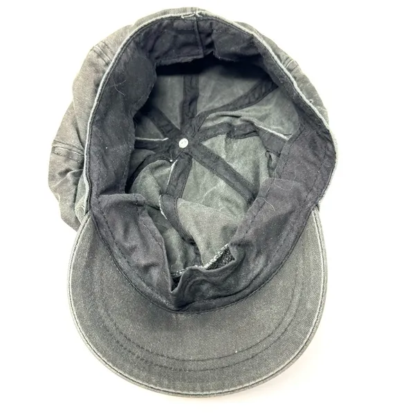 Black denim page boy cap, unisex, one size - Image 6
